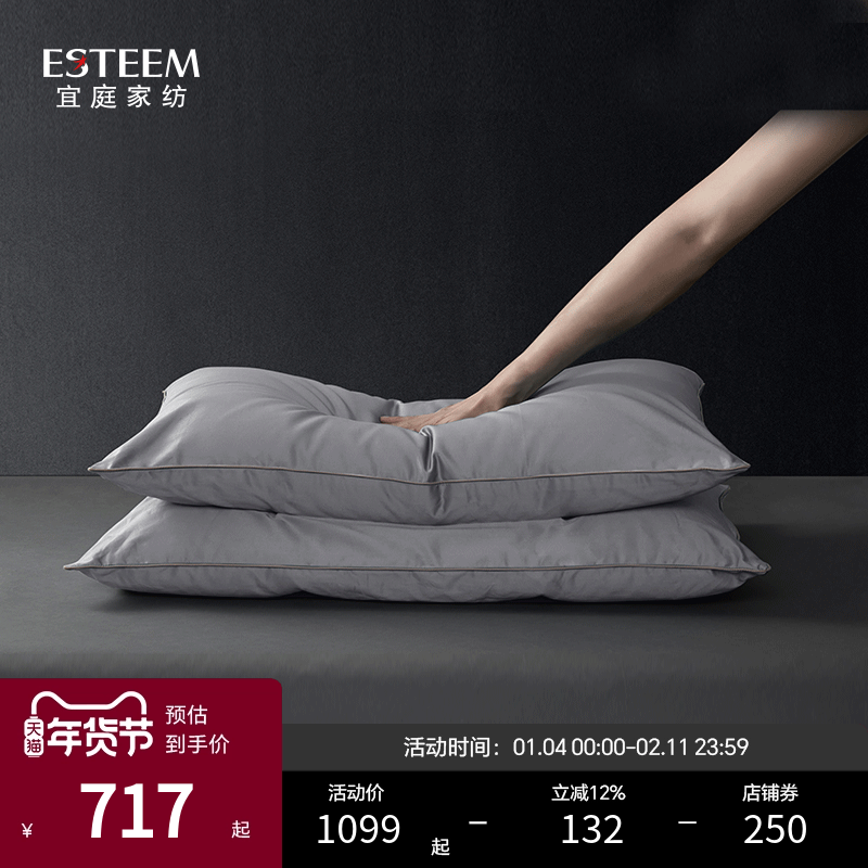 ESTEEM/宜庭人体工学双核羽绒枕100%棉枕头枕芯护颈,床上用品,枕头/枕芯,淘宝优惠券,粉丝福利购,淘宝优惠卷