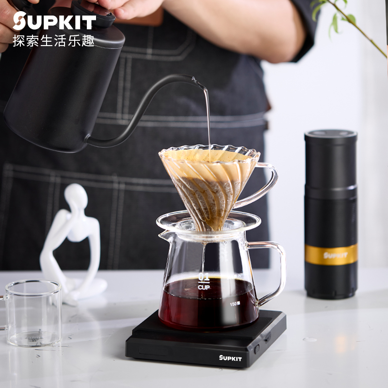 SUPKIT手冲咖啡壶套装手摇家用小型咖啡豆研磨器具全套咖啡机套装