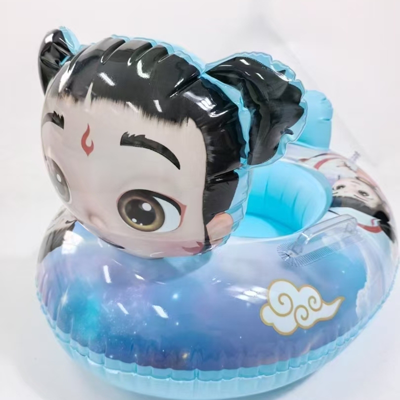 儿童游泳圈兔子大黄鸭婴儿游泳艇充气艇戏水坐圈哪吒史迪仔黄鸭艇