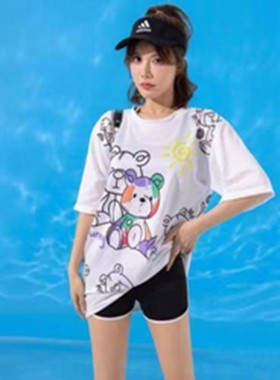 大码泳衣28026女胖ＭＭ遮肚显瘦宽松学生韩国保守裙式比基尼三件