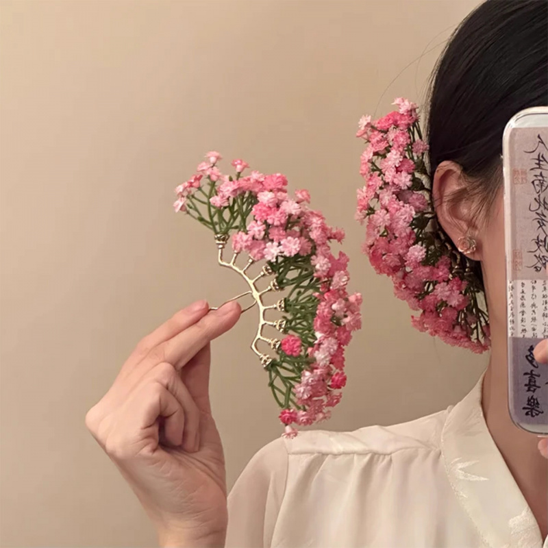 刘亦菲同款满天星花朵发夹发簪女头饰新中式发钗簪子簪花新娘发饰