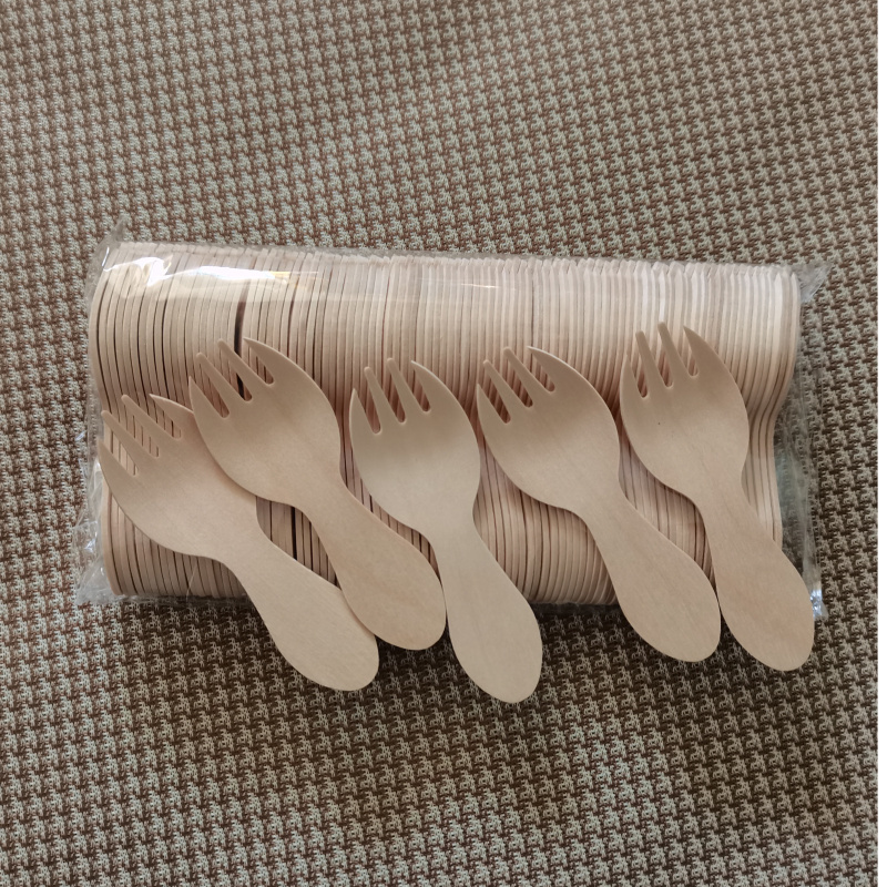 环保可降解木制叉勺一次性叉8CM