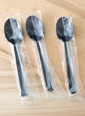 一次性勺子加厚塑料勺绿色独立包装勺长柄16厘米勺芋圆勺甜品汤勺