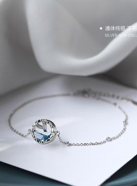 纯银蓝色鱼尾设计感原创手环