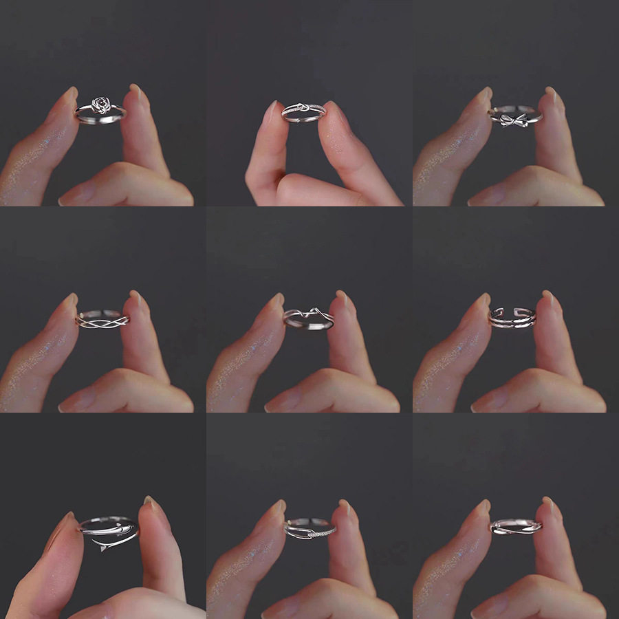 925镀银戒指女2024新款爆款甜美小众设计开口花朵食指环尾戒