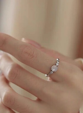 月光石戒指女高级感简约个性复古百搭开口食指戒生日礼物2025