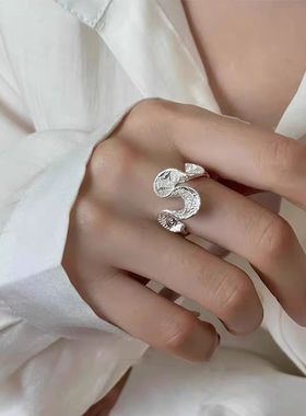 唐草纹波浪卷戒指女小众设计感ins风指环潮2025新品