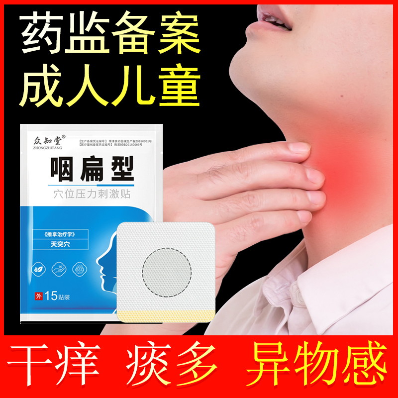 现货急发众知堂咽炎贴咽扁贴穴位