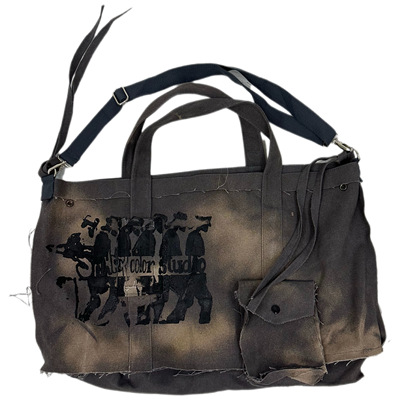 【sharkcolor】remake小众手工扎染渐变做脏斜挎包单肩包大容量包