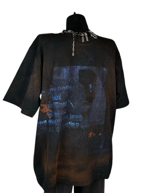 【sharkcolor】remake黑色vintage美式手工做脏印花短袖T恤