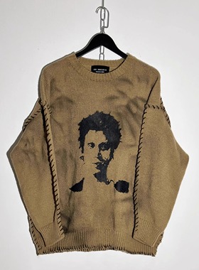 【sharkcolor】remake喷脏做旧美式复古毛衣设计感小众慵懒针织衫