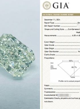 1ct light green 浅绿色钻 GIA长雷