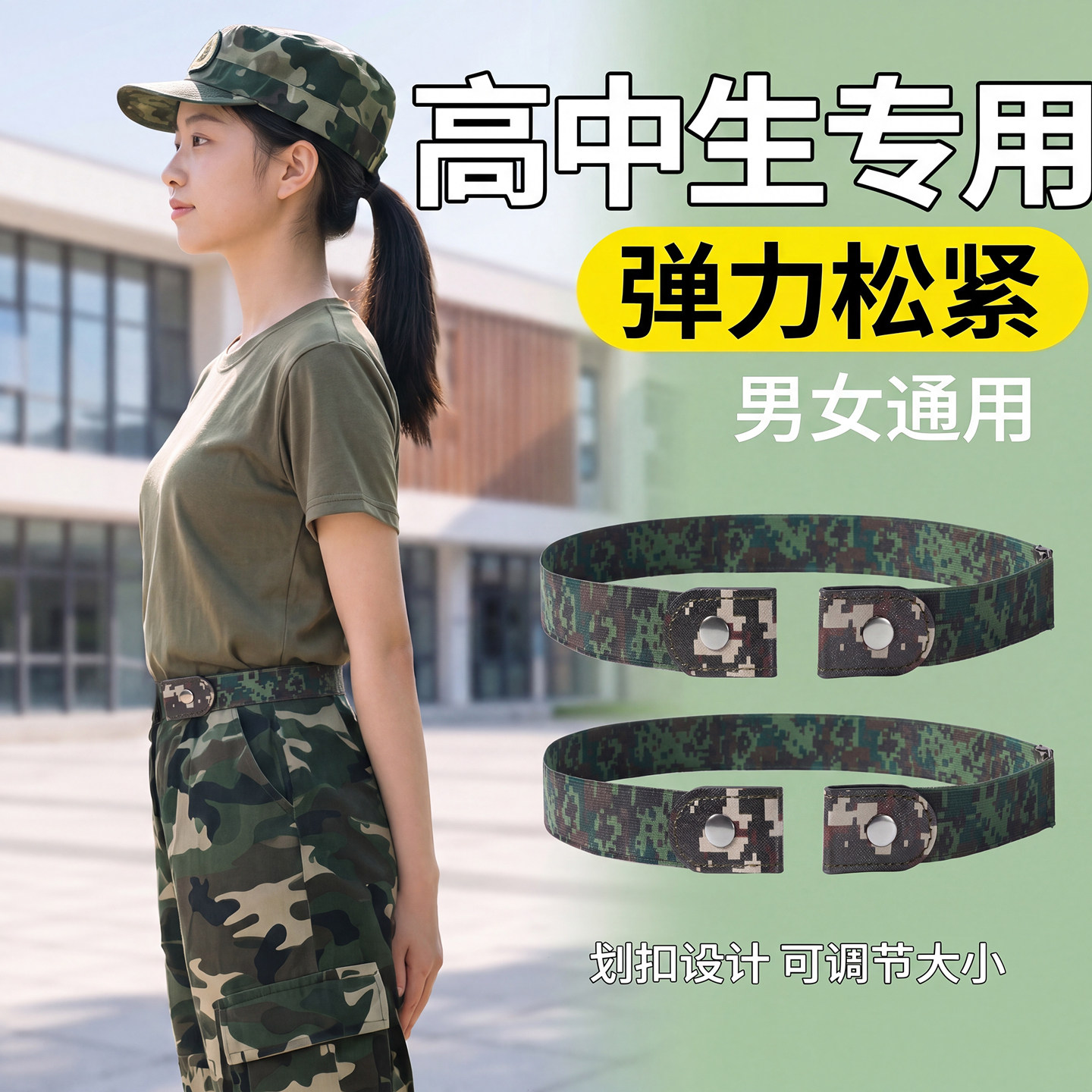 大学生军训必备用品男女生军训专用腰带可调节松紧初高中军训用品