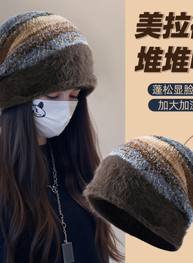 2025新款帽子堆堆帽女针织毛线帽冷帽冬季保暖加厚秋时尚洋气女士