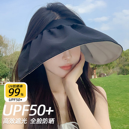 2026新款防晒帽女夏防紫外线遮阳帽子大帽檐贝壳空顶太阳帽可折叠