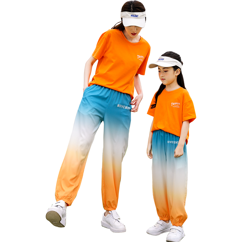 親子裝一家三口四口純棉高端運動套裝2025新款洋氣炸街母子母女裝