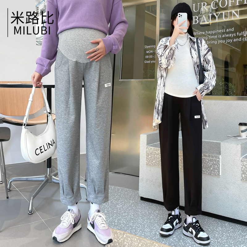 孕妇装孕妇哈伦裤2021秋装新款宝妈外穿休闲运动束脚灯笼萝卜裤女