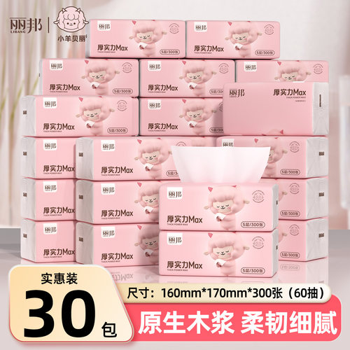 丽邦抽纸300张餐巾纸抽擦手面纸