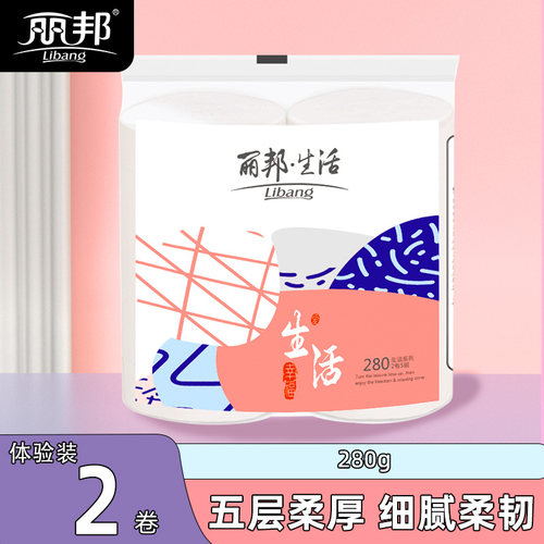 丽邦卷纸2大卷280g家用实惠装无芯卷筒纸厕纸厕所纸巾手纸卫生纸