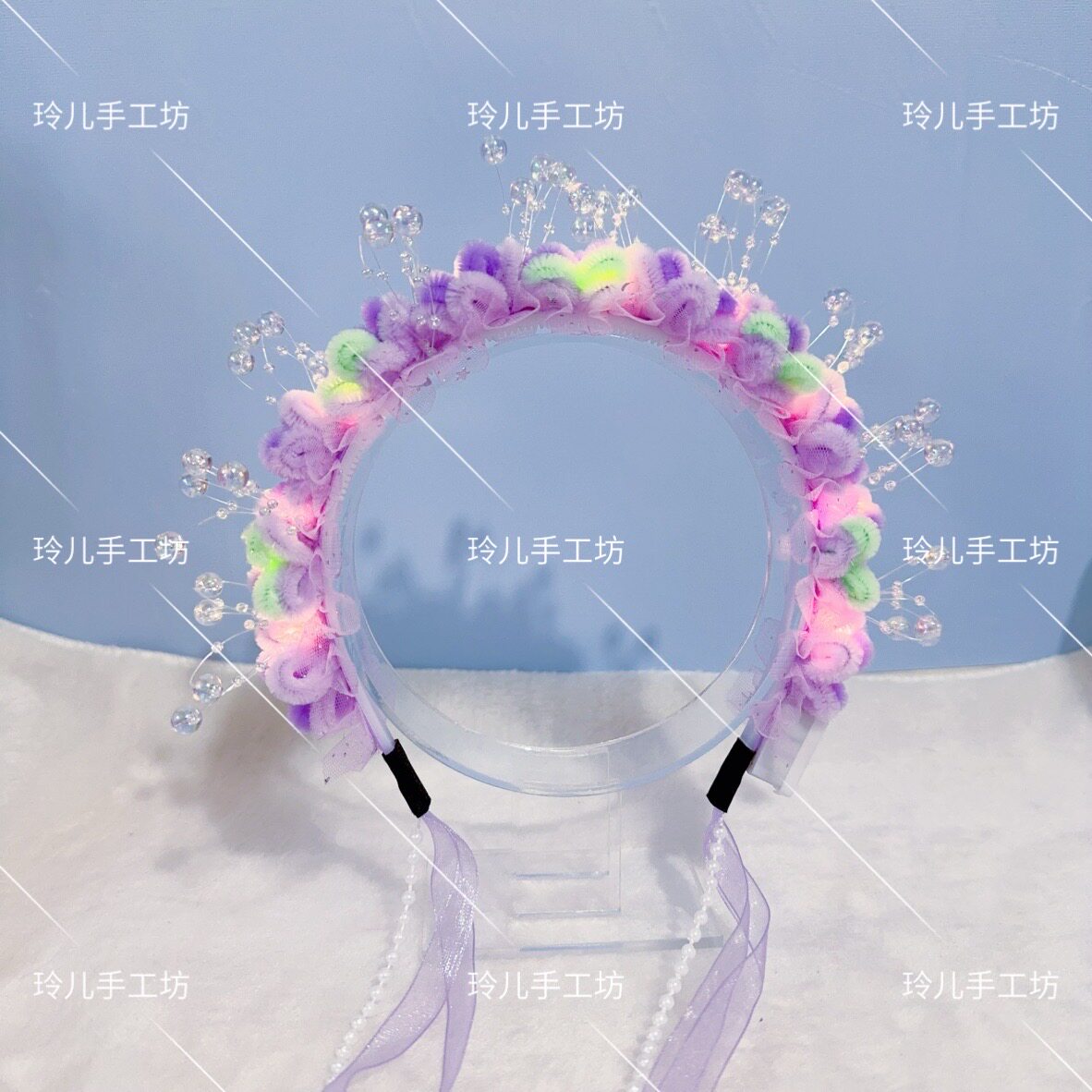 【成品】扭扭棒簪花发箍手工编织爆款发光儿童头戴花朵发箍头饰