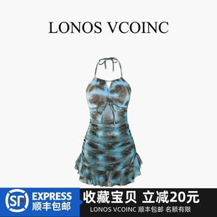 印花游泳衣女连体裙式 LONOS VCOINC 新款 平角二件套保守遮肚显瘦