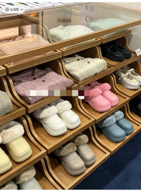 出口韩国单棉拖鞋女冬天居居毛毛绒保暖情侣室外半拖鞋加厚棉毛拖
