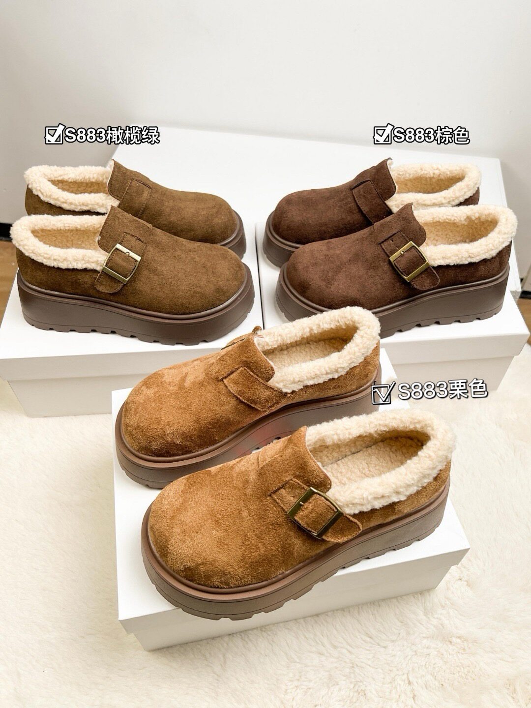 品牌订单厚底增高勃肯鞋女鞋加绒保暖雪地靴2025新款冬乐福鞋棉鞋