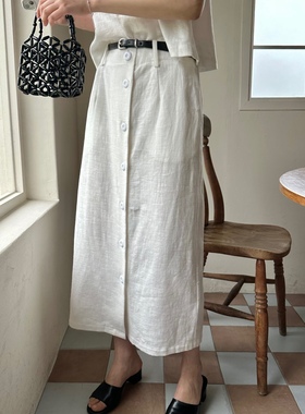 acme ground苎麻半身裙女2024夏季新款韩版气质显瘦长半裙41612