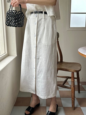 acme ground苎麻半身裙女2024夏季新款韩版气质显瘦长半裙41612