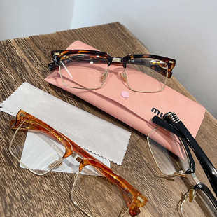 眉毛镜架M家近视眼镜防蓝光可配度数镜片眼镜框时尚半框男女素颜