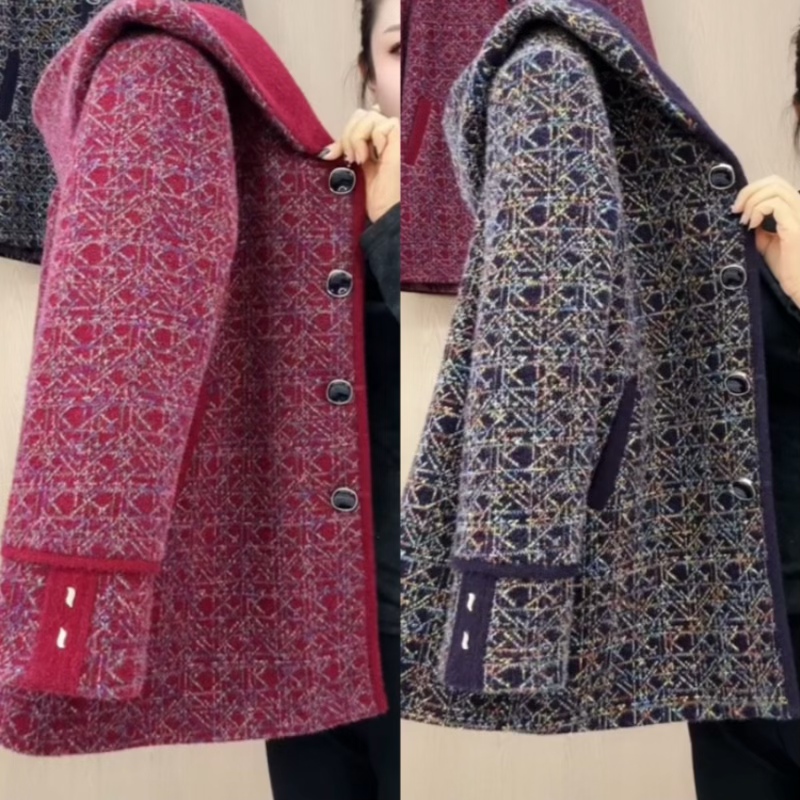 冬季时尚中老年妈妈环保貂绒棉衣外套夹棉加厚连帽保暖中长款大衣