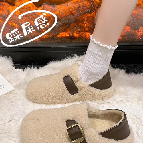 TT2196-6韩版萌头保暖二穿厚底毛毛鞋