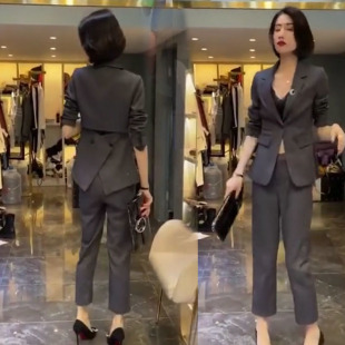 气质设计感后背镂空小西服两件套装 气质名媛欧洲站2024夏新款 韩版