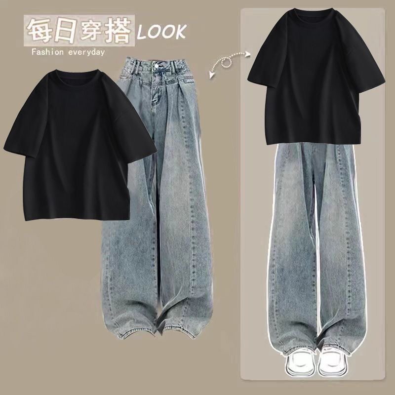 女大童韩系纯棉T恤夏装一整套