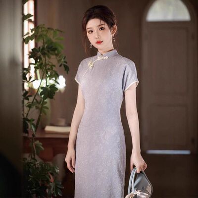 苏瑾提花春夏中长款2025复古低
