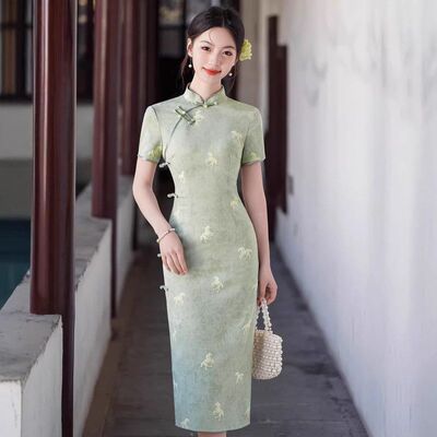 苏瑾旗袍国风2026开叉短袖春夏