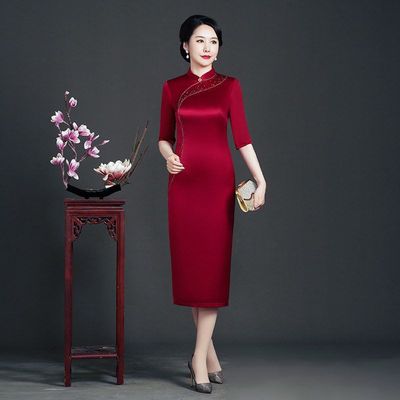 奕雯年轻高端妈妈高贵装婚礼服新款参加喜婆婆礼服旗袍婚宴春夏丈