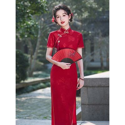 洛士夏季旗袍新中式改良2025订婚敬酒红色气质新款礼服连衣裙高端