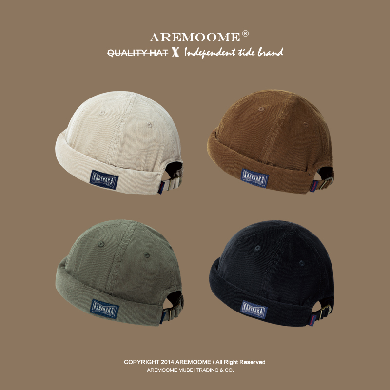 复古街头嘻哈灯芯绒瓜皮帽