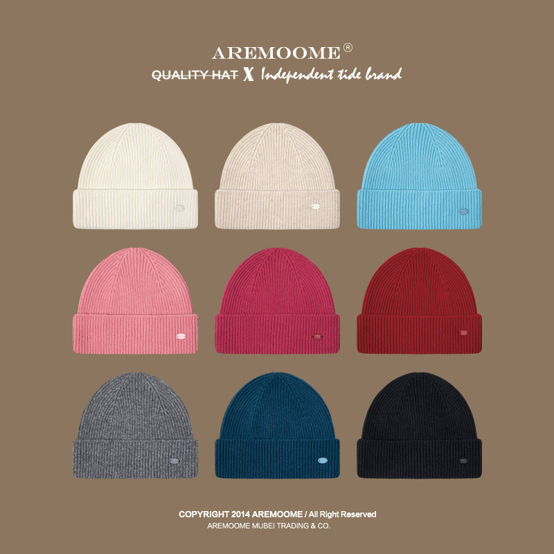 氛围感100%纯羊毛帽子女秋冬季针织帽防寒保暖冷帽情侣纯色毛线帽