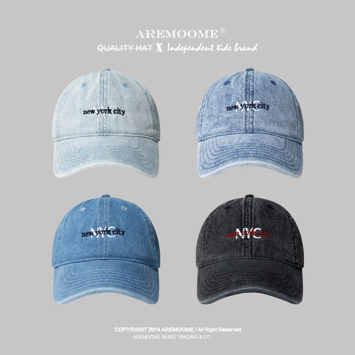 水洗牛仔棒球帽情侣款