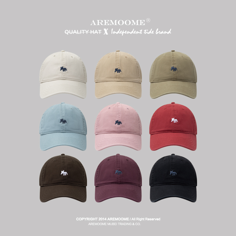 韩国小狐狸刺绣棒球帽女夏季百搭显脸小宽檐帽子男春秋软顶鸭舌帽