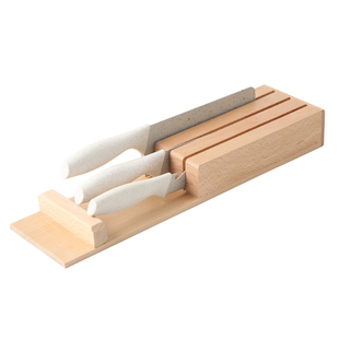 实木卧式抽屉式刀架厨房横放榉木刀座座置物架家庭收纳盒刀托北欧