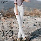 纯棉复古修身 港风美式 显瘦时尚 百搭春季 白色直筒牛仔裤 新品 女长裤