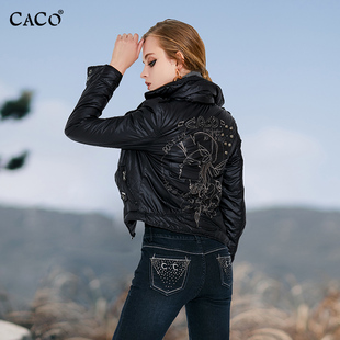 显瘦时尚 棉服修身 短款 亮黑色个性 特惠 韩国正品 图案断码 商场同款