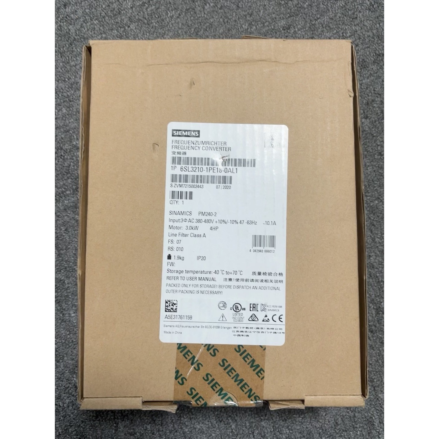 (议价)西门子变频器6SL3210-1PE18-0AL1全新原装,三询价