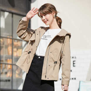 2026年春季新款女装短款风衣外套女小个子韩版宽松连帽工装夹克潮