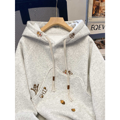 韩版卡通刺绣连帽卫衣女春秋冬