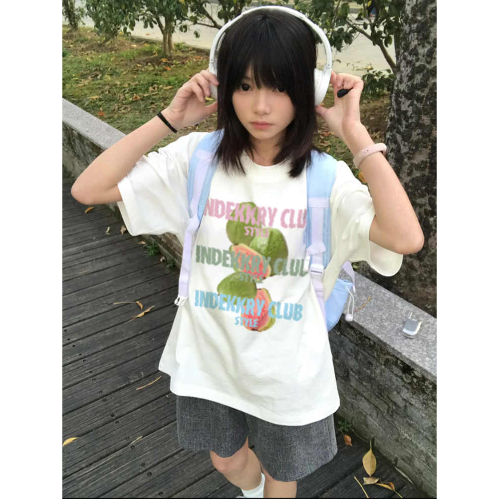 日系ins清新纯棉短袖t恤女学生夏日大童初中高中学生休闲百搭上衣