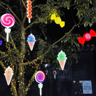 led棒棒糖挂件灯彩灯户外防水春节街道亮化工程装饰灯挂树上彩灯
